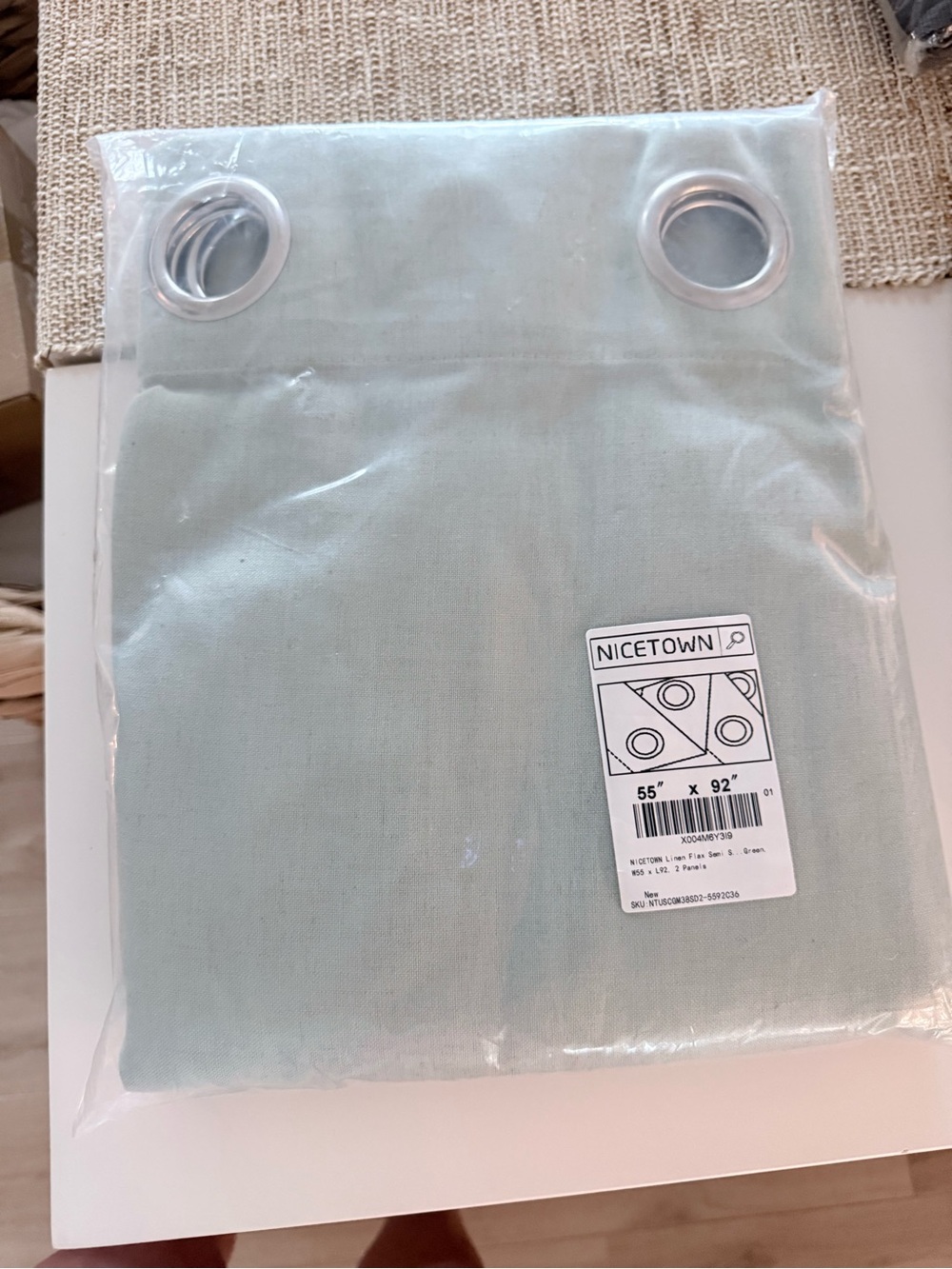 Two Light Sage Grommet Top Curtain Panel